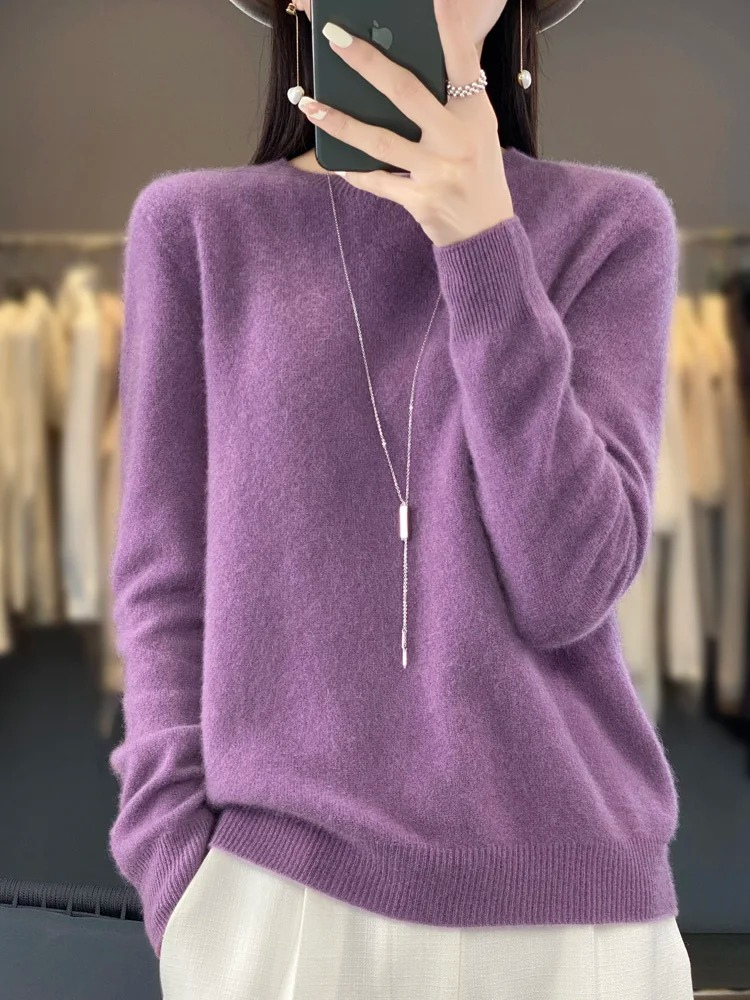 Cashmere Sweater Women Round Neck Soft and Elegant Knit Sweater