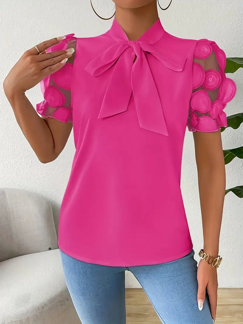 Blouse with Transparent Puff Sleeves