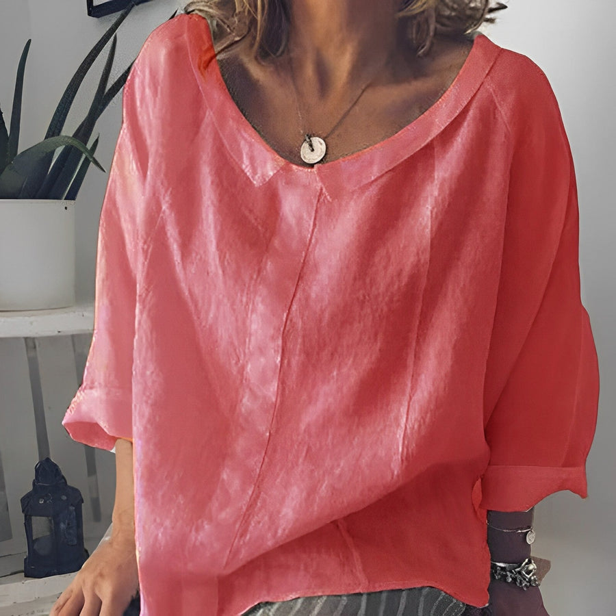 Blouse with Turned-down Collar