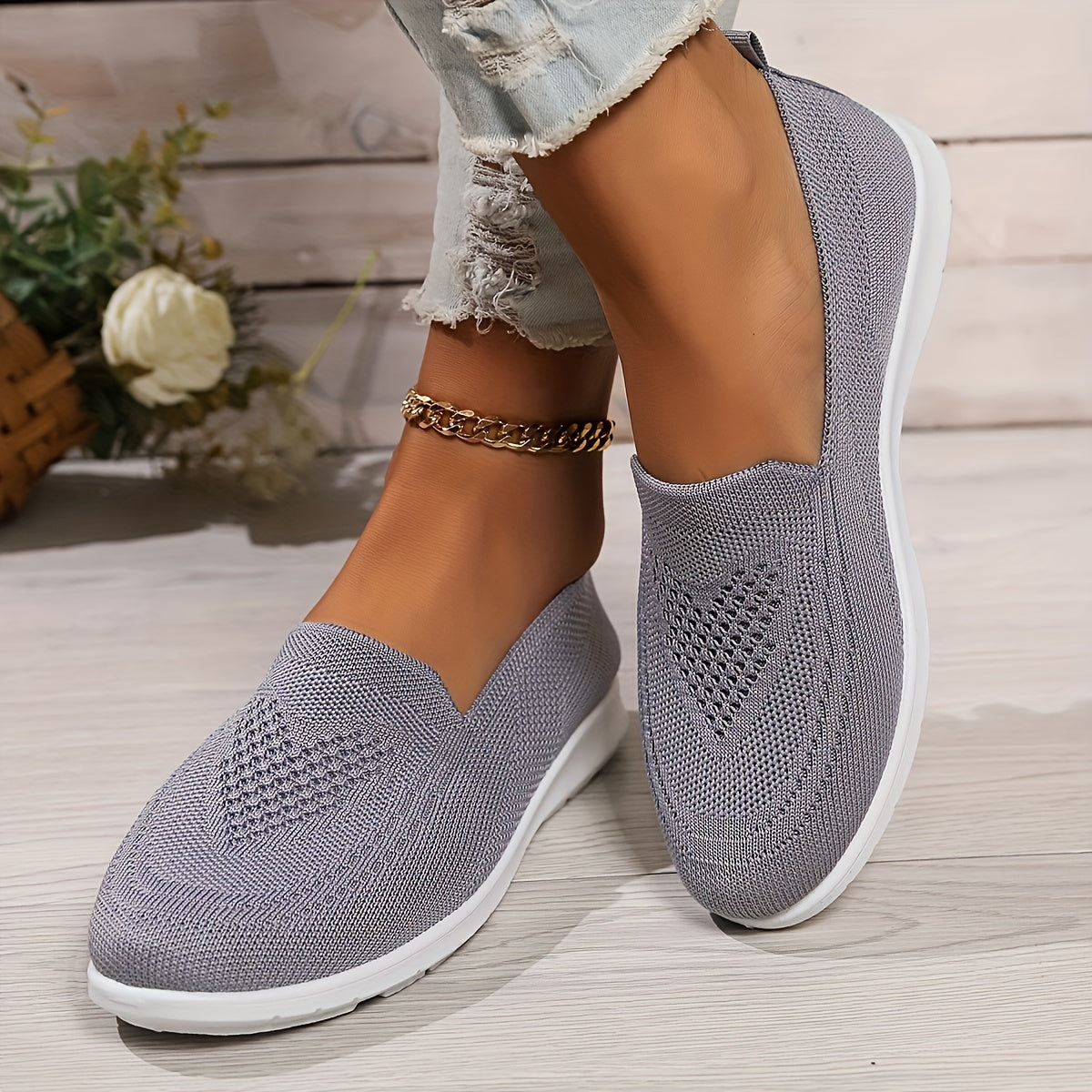 Lysse | Solid Color Knitted Sneakers For Women