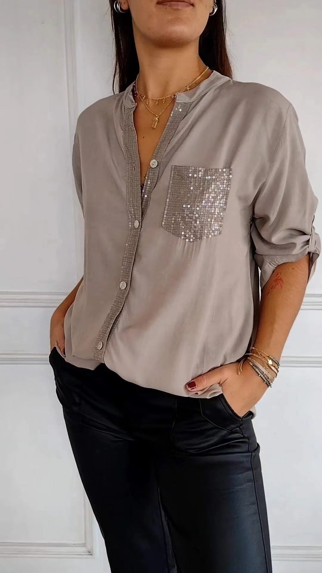 Lysse Fashion | Glitter Blouse With Sequin Pocket