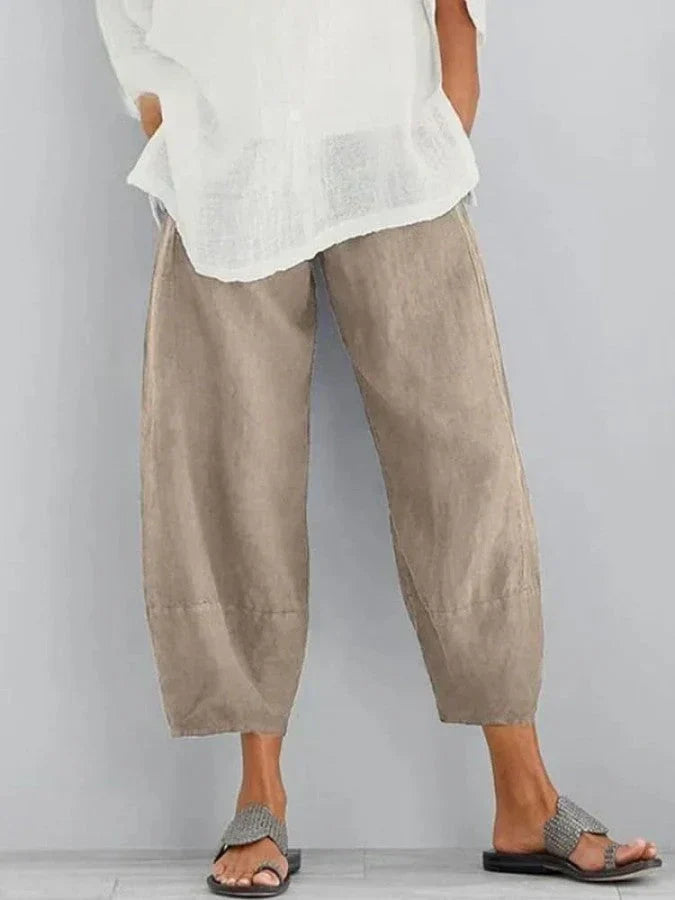 Linen leisure pants for women
