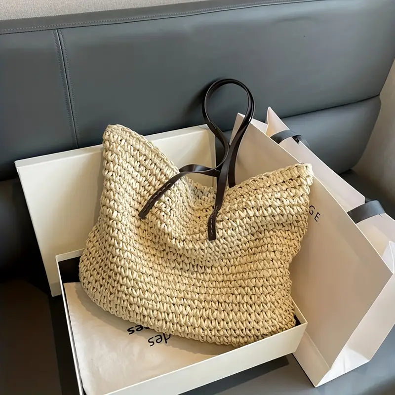 Large Woven Tote Bagbag In Bohemian-Beachy Style