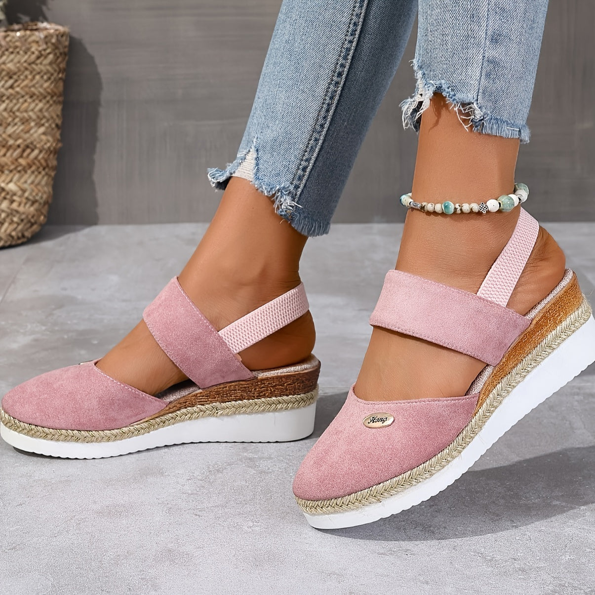 Women's Platform Sandals: Non-slip, Closed Toe, Elastic Strap