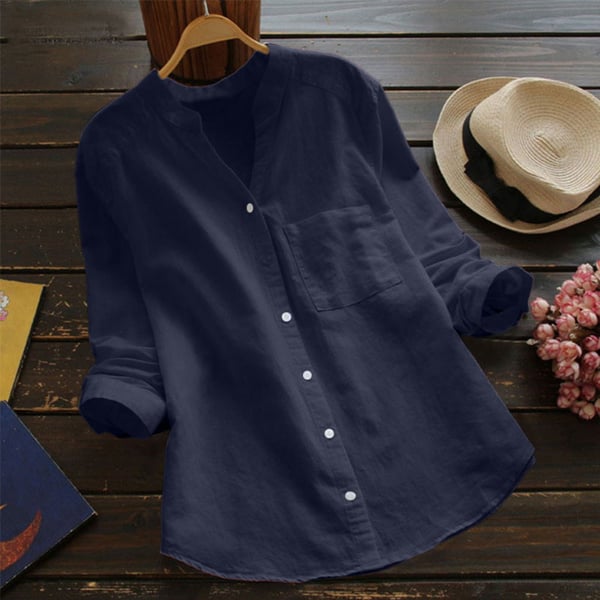 Stylish Long-Sleeve Linen Blouse