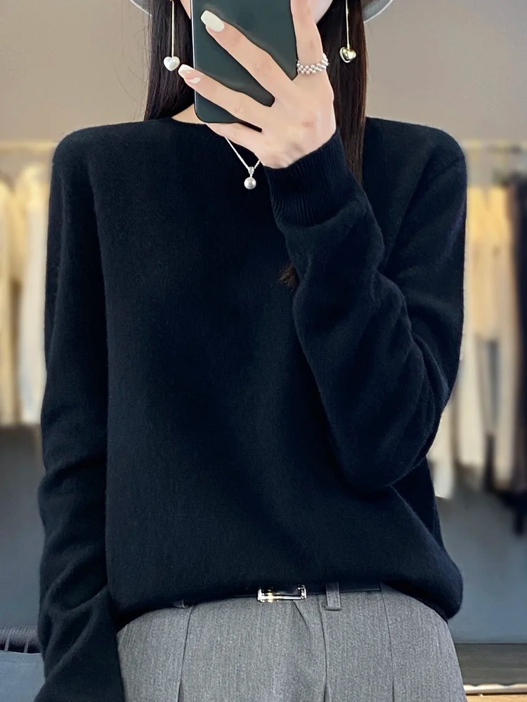 Cashmere Sweater Women Round Neck Soft and Elegant Knit Sweater