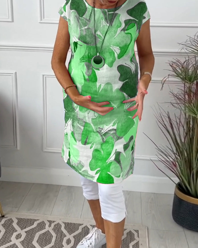 Casual Longtop with Colorful Floral Print