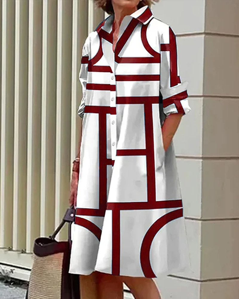 Dress with pockets and geometric print