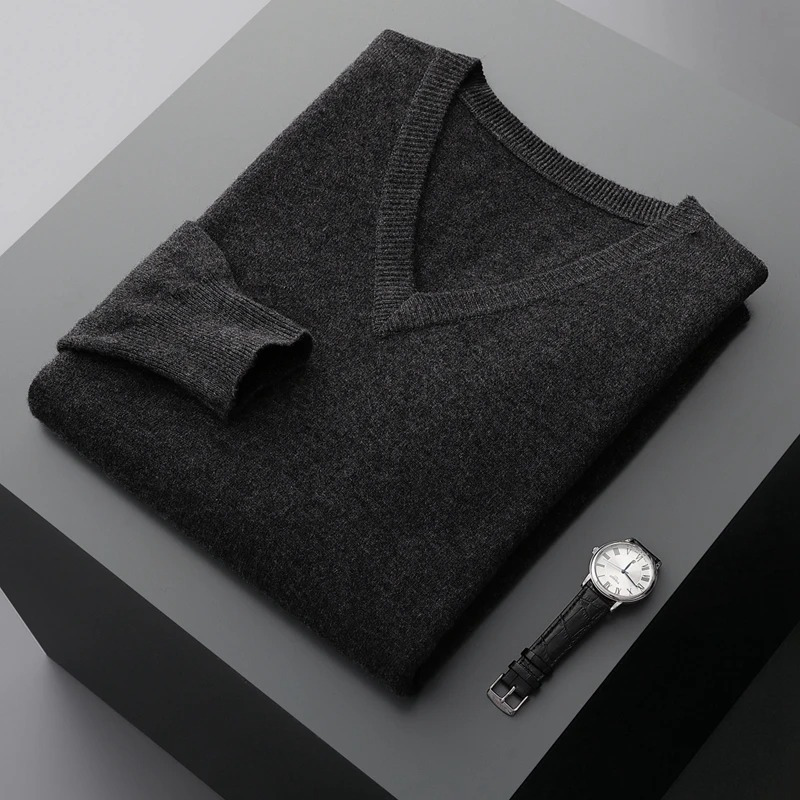 Cashmere Pullover Men, V-neck, Soft Cashmere Knit Material