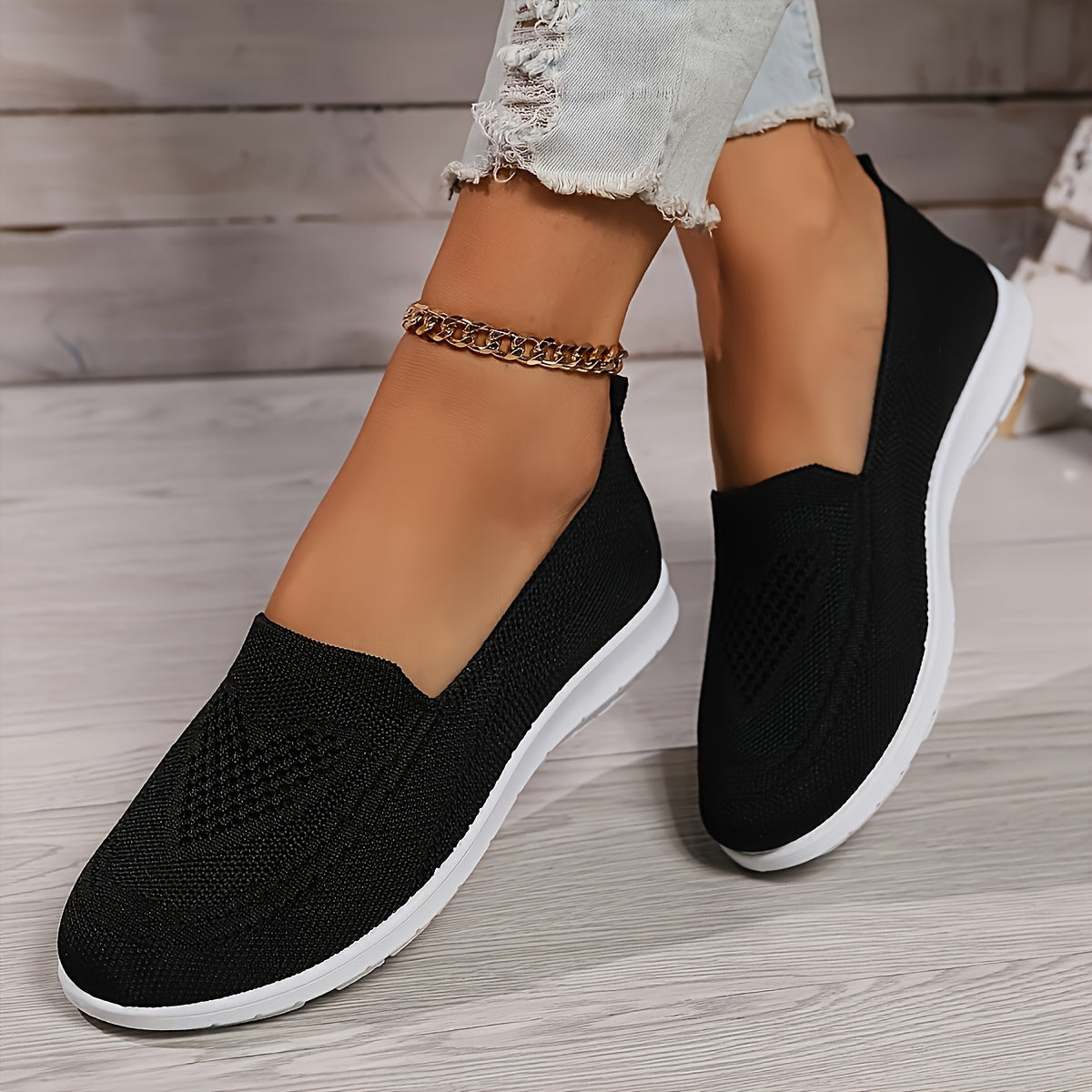 Lysse | Solid Color Knitted Sneakers For Women