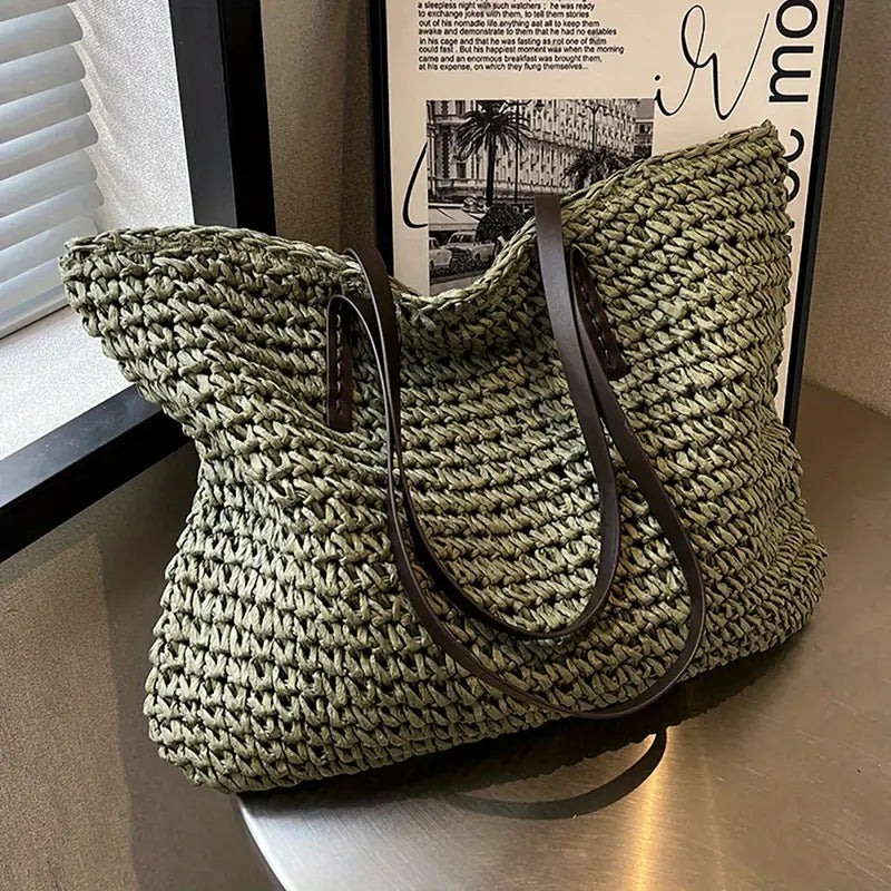 Large Woven Tote Bagbag In Bohemian-Beachy Style