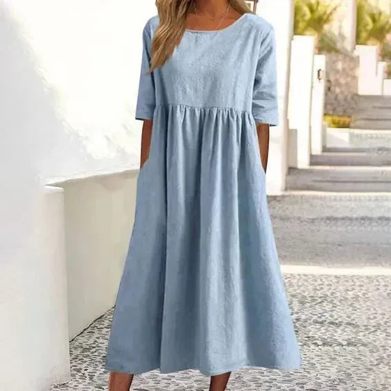 High-quality cotton-linen dress