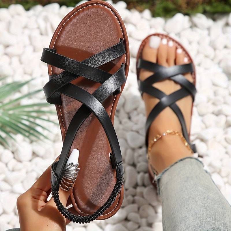 Crisscross Flat Sandals With Non-slip Straps