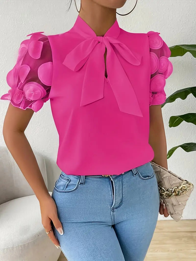 Blouse with Transparent Puff Sleeves