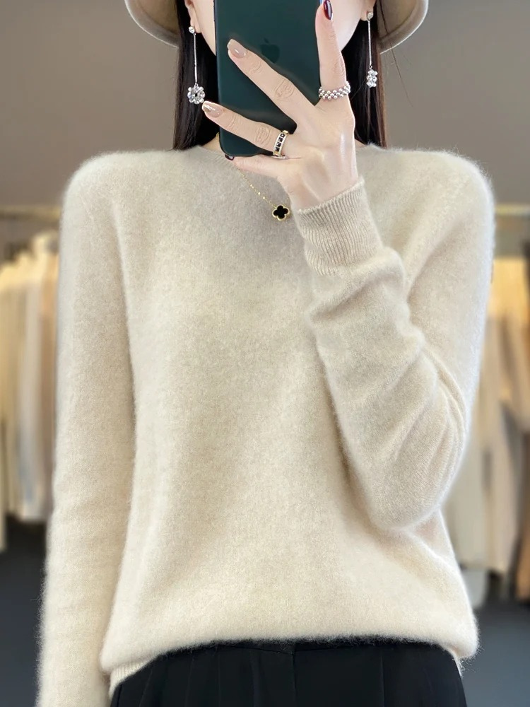 Cashmere Sweater Women Round Neck Soft and Elegant Knit Sweater