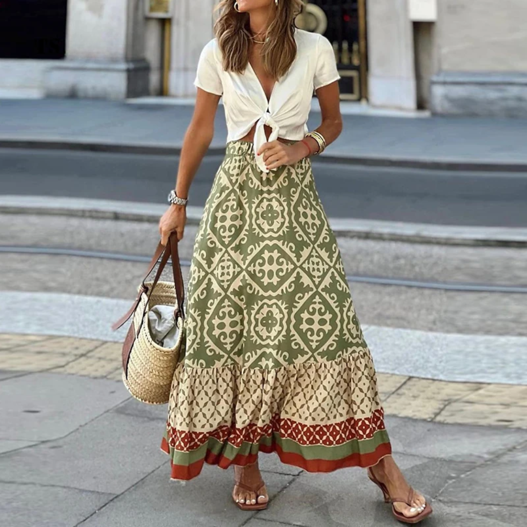 Skirttrendy Geometric High-Waisted Skirt For Casual Wear