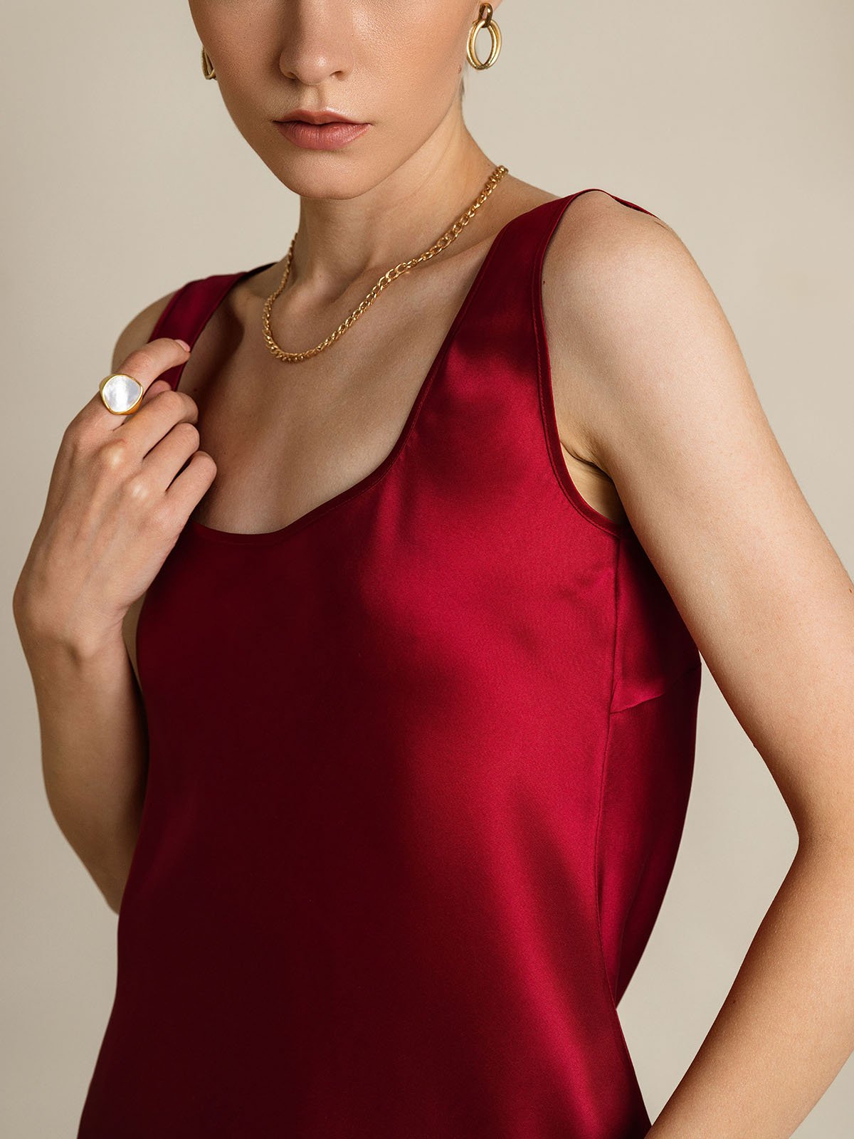 Silk U-Neck Tank Top