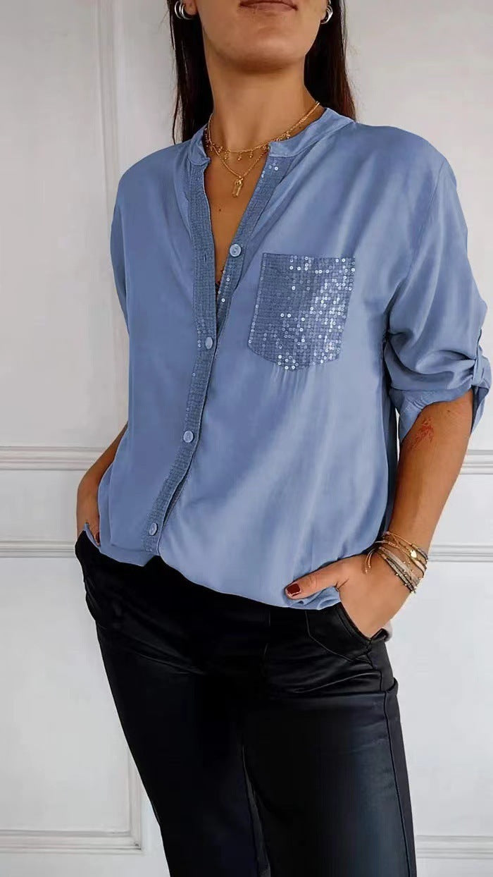 Lysse Fashion | Glitter Blouse With Sequin Pocket