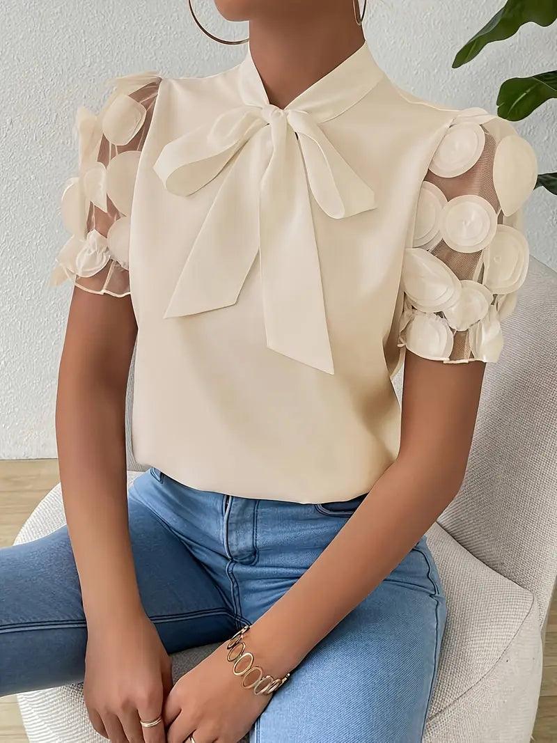 Blouse with Transparent Puff Sleeves