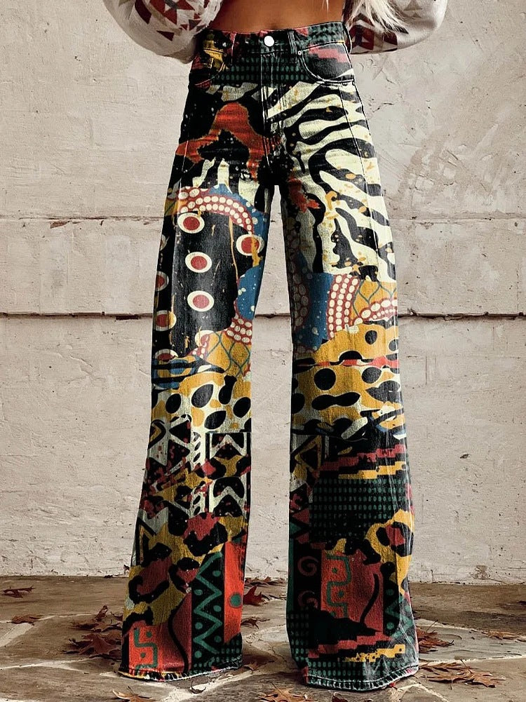 Stylish Jeans With Flower Pattern