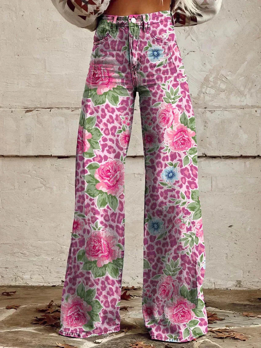Stylish Jeans With Flower Pattern