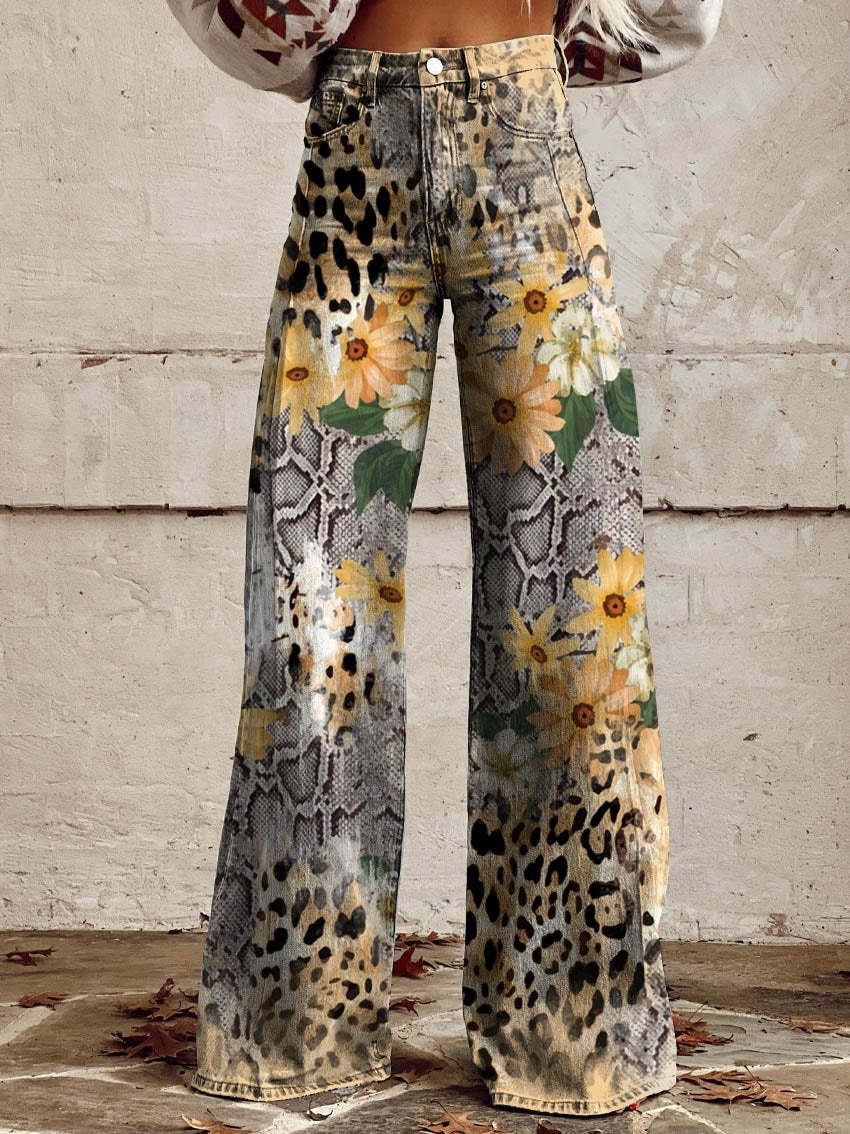 Stylish Jeans With Flower Pattern