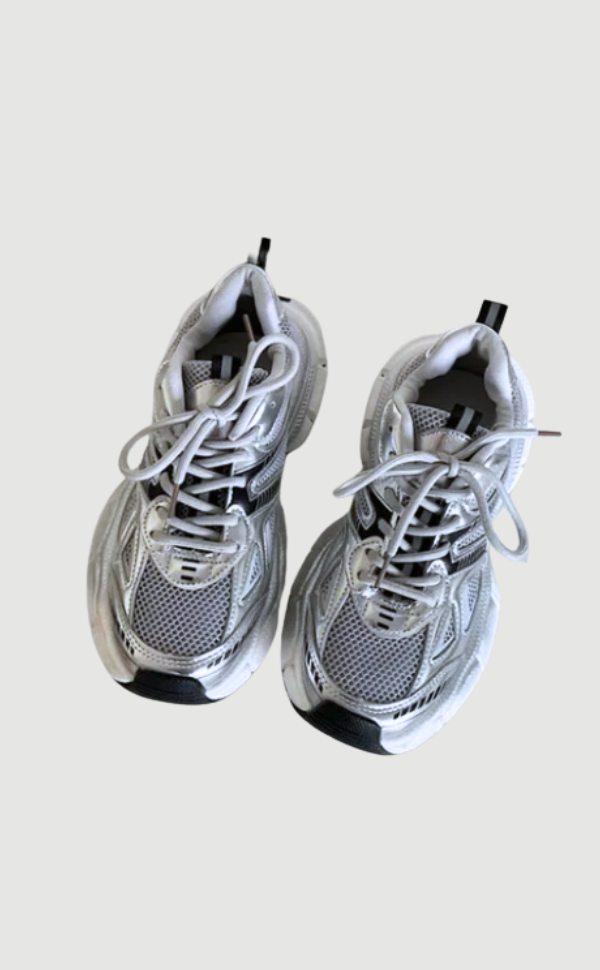 Chunky Mesh Sneaker Women Comfortable & Sporty Shoes With Trendy Sole, Gray
