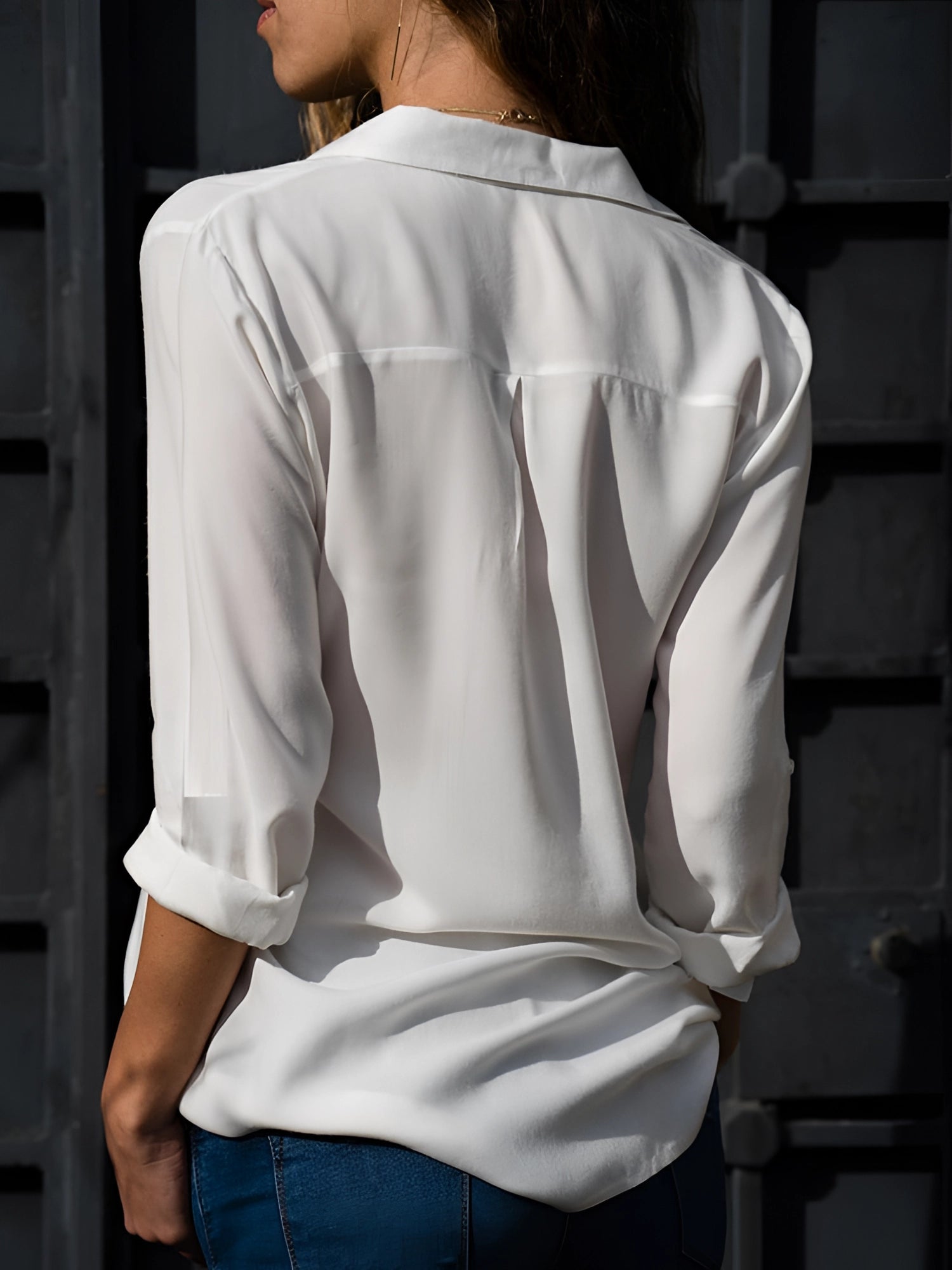 A Long-Sleeved Women's Blouse Made of Silk