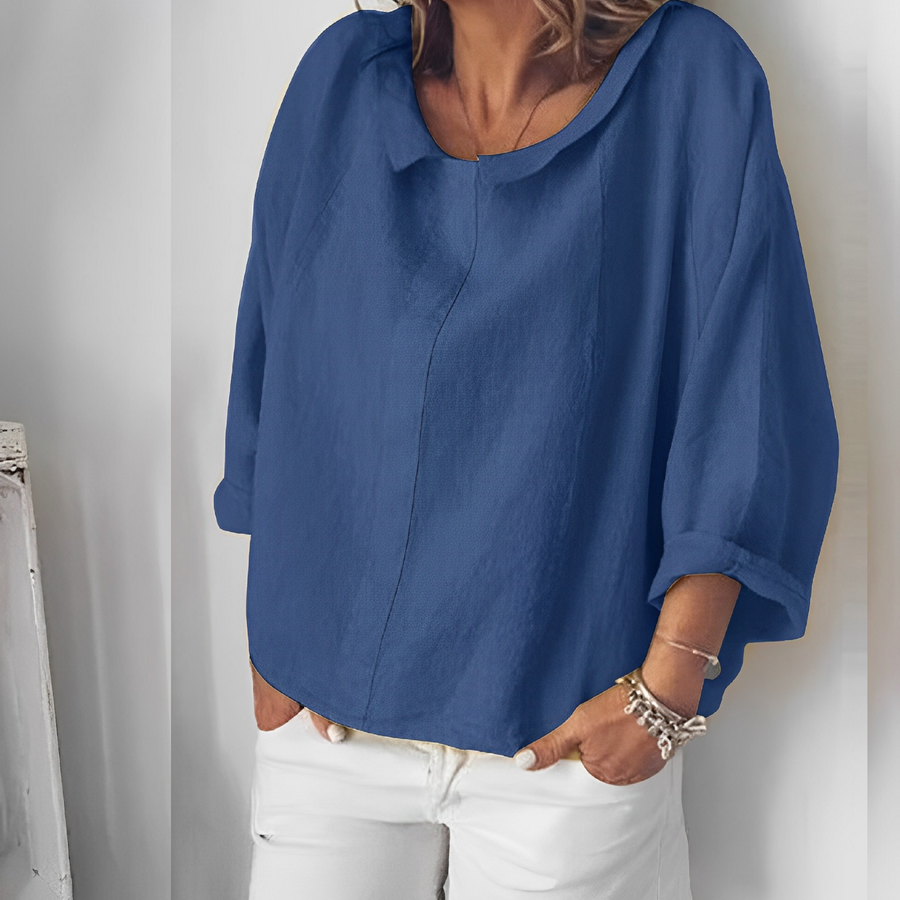 Blouse with Turned-down Collar