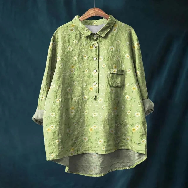 Blouse made of cotton and linen