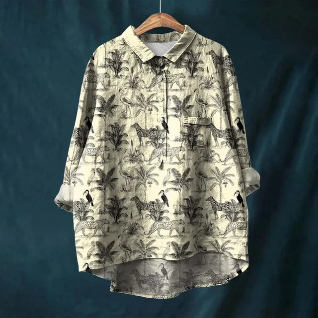 Blouse made of cotton and linen
