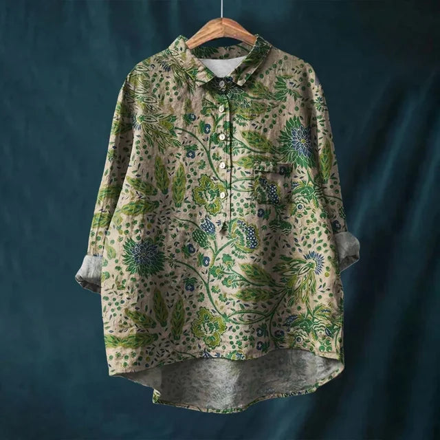 Blouse made of cotton and linen