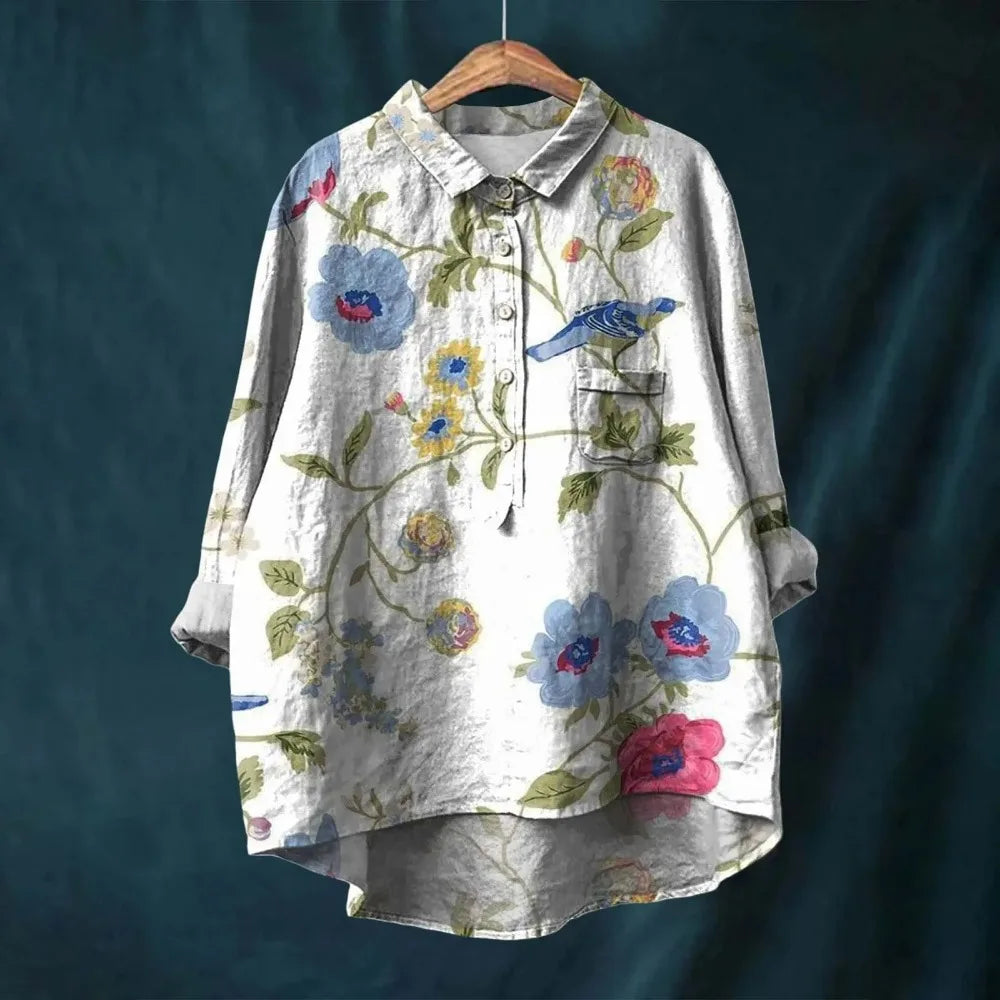 Blouse made of cotton and linen