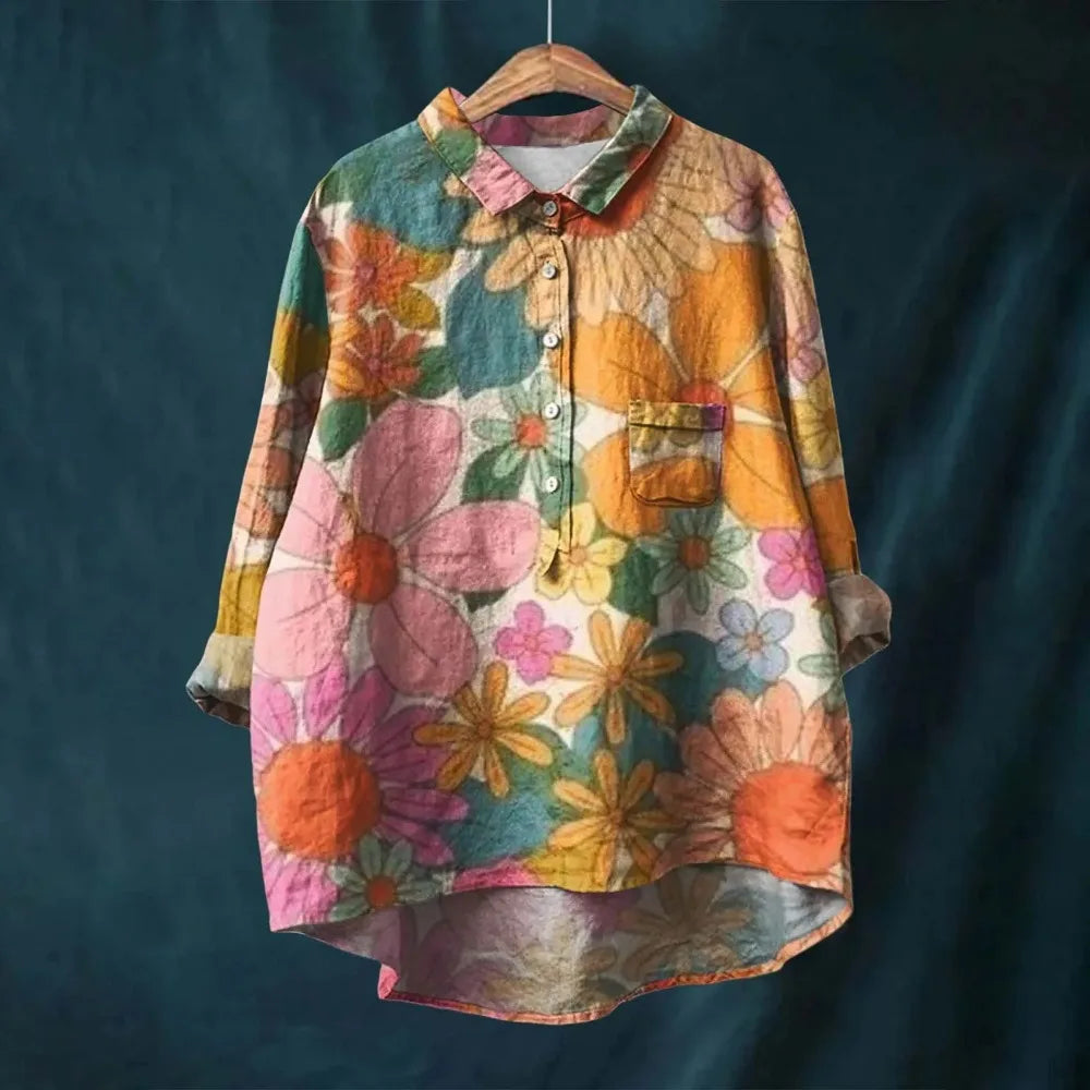 Blouse made of cotton and linen