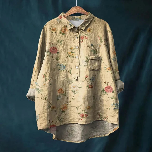 Blouse made of cotton and linen