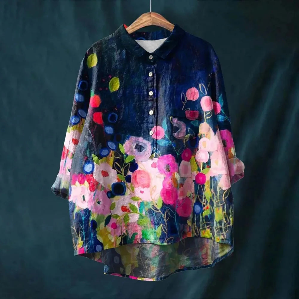 Blouse made of cotton and linen