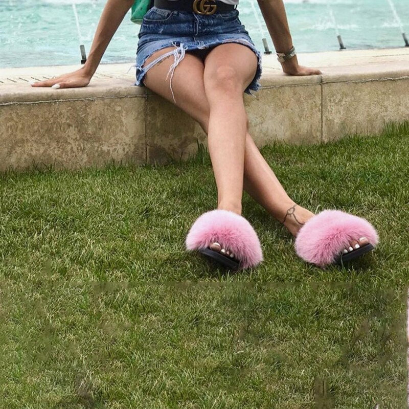 Moda Fay Fluffy Slippers Cheerful & Colorful Women's Shoes For Summer