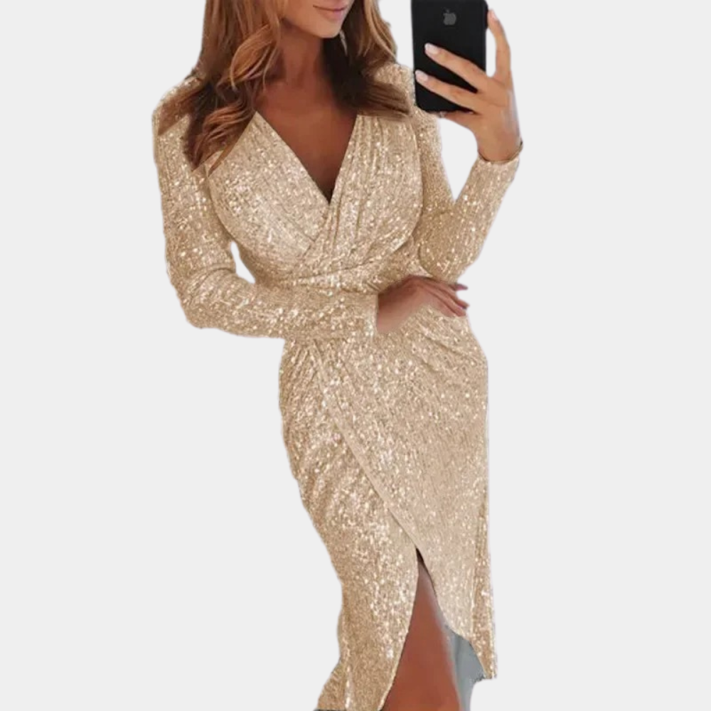 Women's Sequin Dress with Front Slit