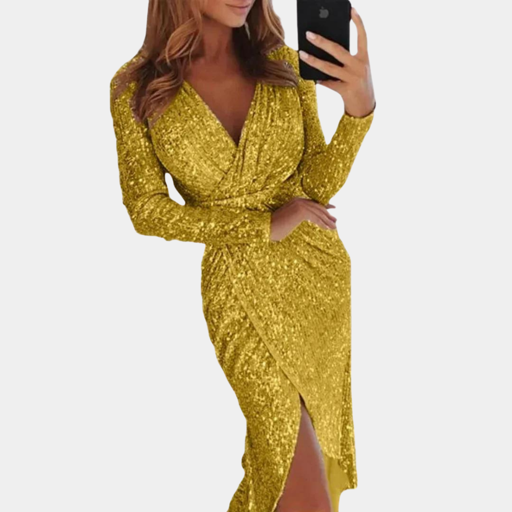 Women's Sequin Dress with Front Slit