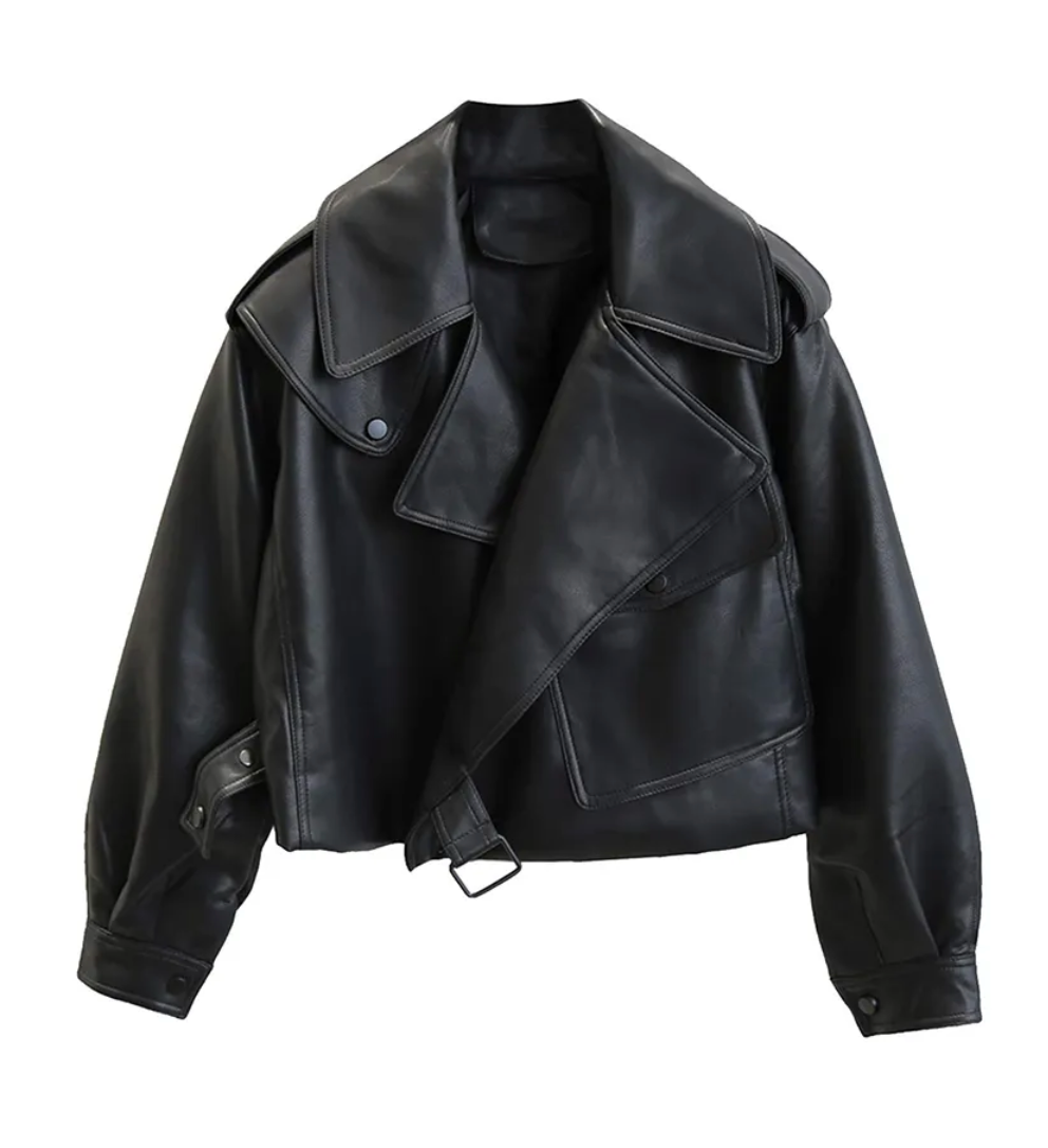 Lysse | Oversized Button Leather Jacket for Women - Ideal for Autumn