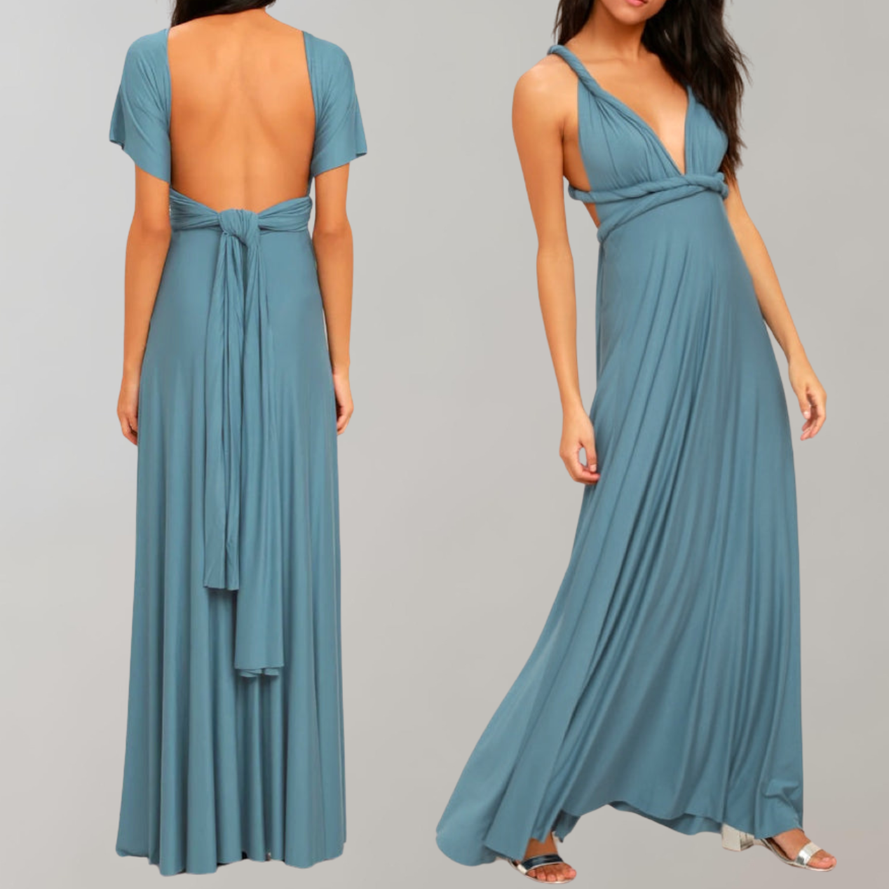 Chic Maxi Dresscocktail Dress Waist Belt