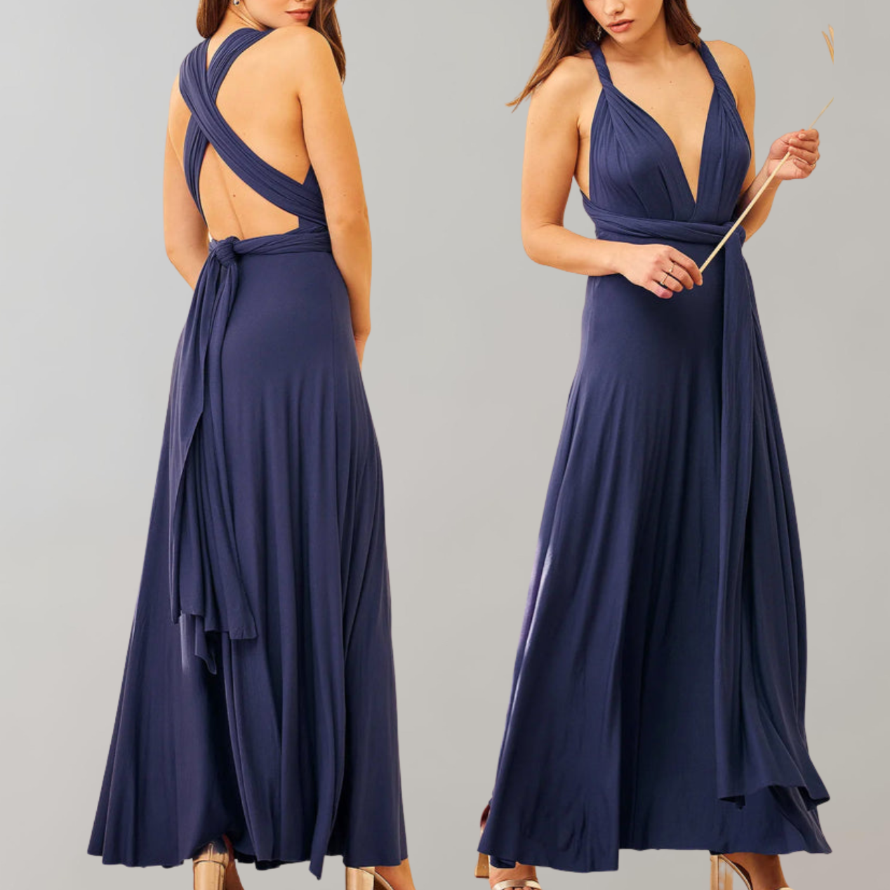 Chic Maxi Dresscocktail Dress Waist Belt
