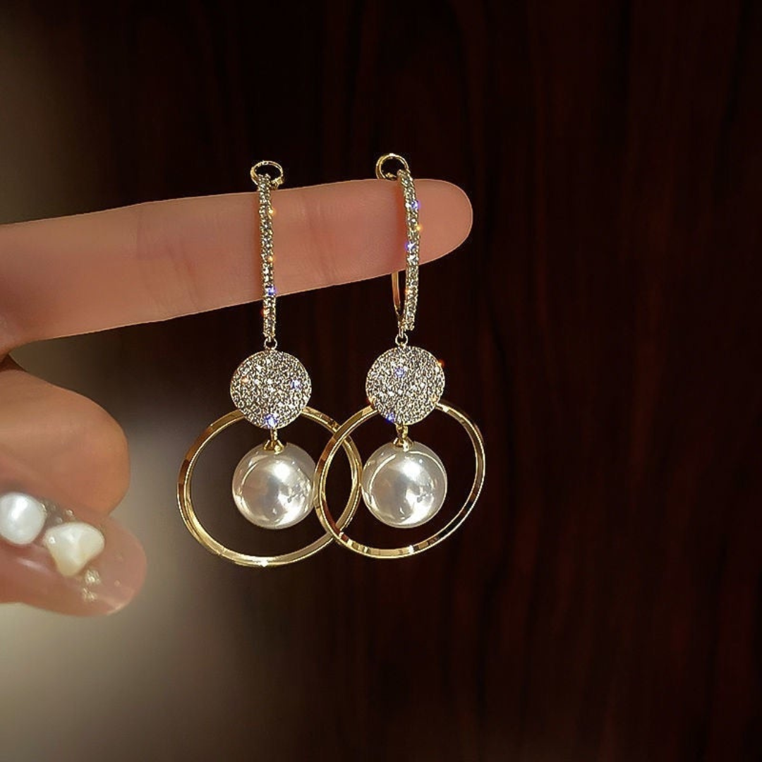 Luxe Earrings With Cultured Pearl and Zirconia Silver