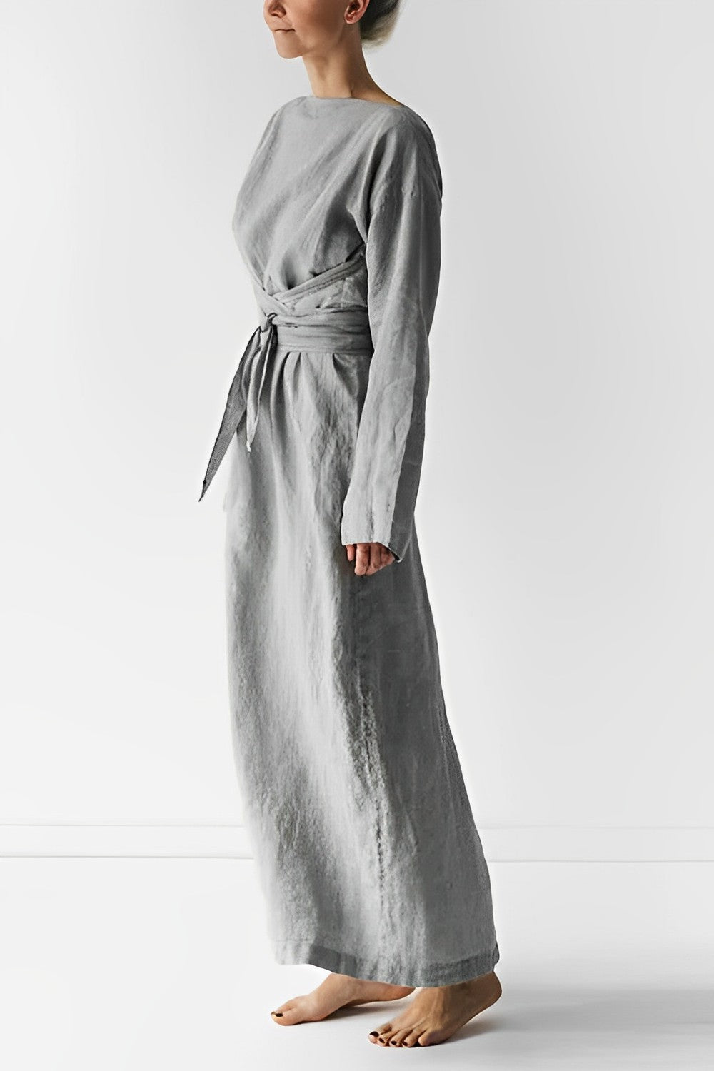 Linen Wrap Maxi Dress