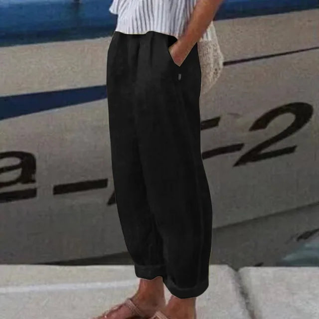 Pants With Soft Waistband and Side Pockets for Women