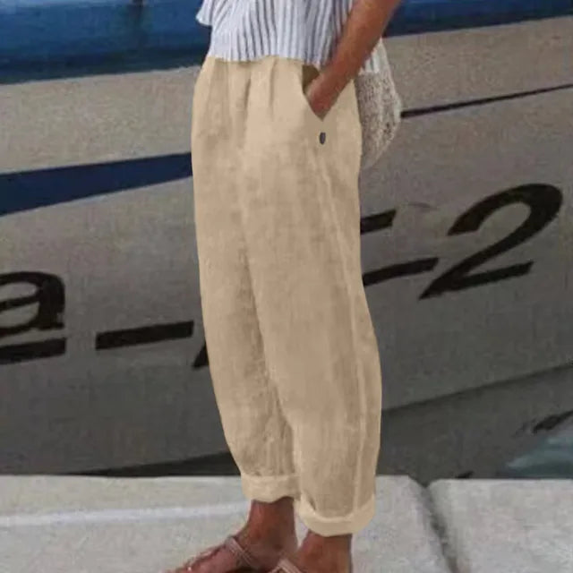 Pants With Soft Waistband and Side Pockets for Women