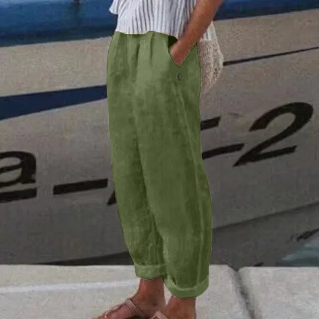 Pants With Soft Waistband and Side Pockets for Women