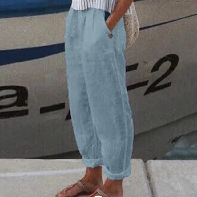 Pants With Soft Waistband and Side Pockets for Women