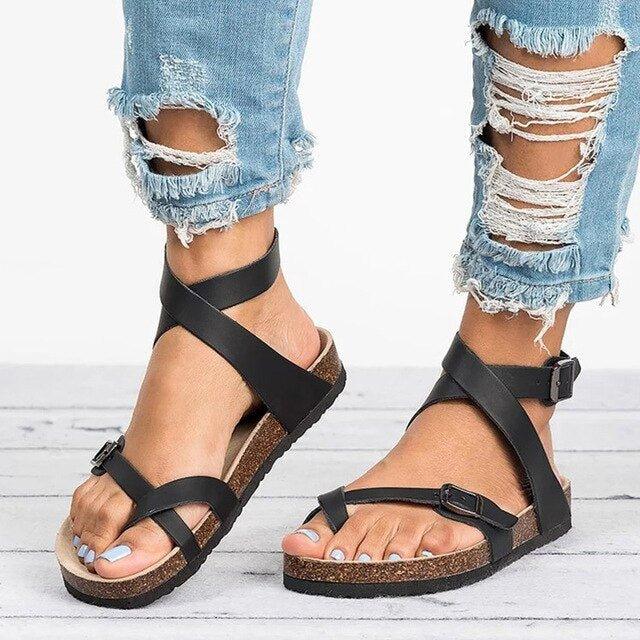Buckle Belts Adjustable Straps Flat Sandals Summer Shoes