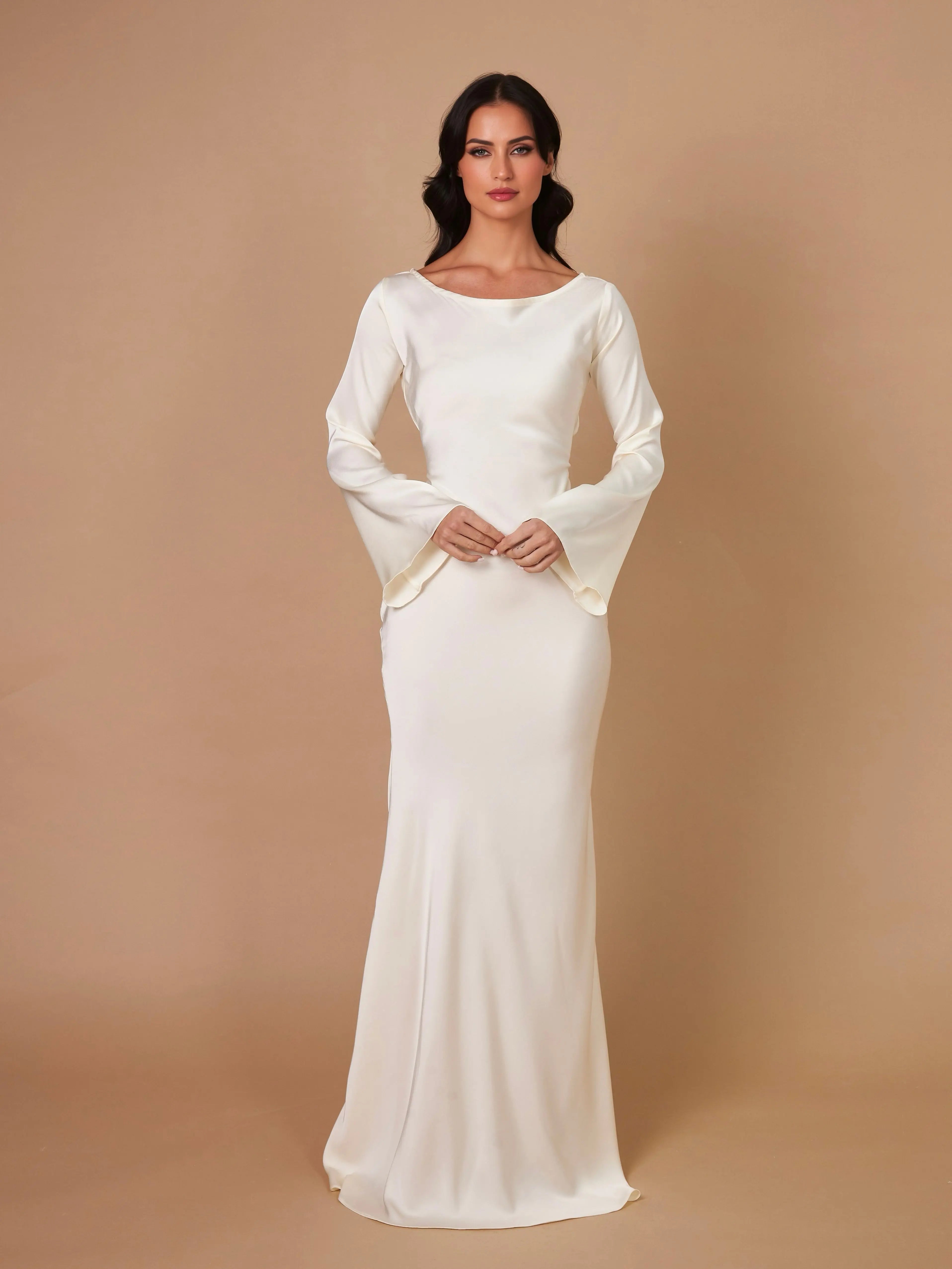 Flowing Maxi Dress With Long Sleeves For Women